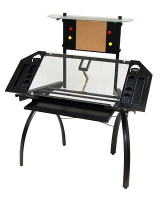 Studio Designs 10067 - Futura Tower Desk (Black - Clear Glass)