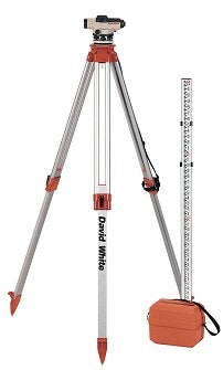 David White AL8-32 32X Power Automatic Optical Level Kit - 45-D8932-1 - (12 Foot Aluminum Grade Rod in Feet/Inches/8ths)