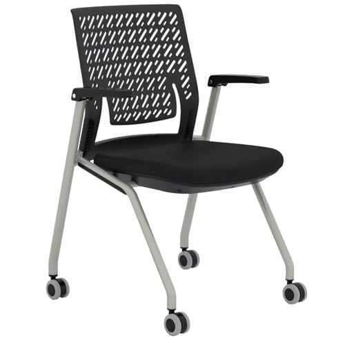 Safco Thesis Stacking and Nesting Training Chair - Flex Back with Arms - 2 Chairs - KTX1SBBLK - Titan Tools Direct
