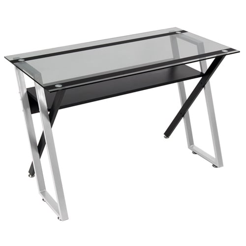 Studio Designs Colorado Metal And Glass Writing Desk - Silver and Black - 50707 - Titan Tools Direct