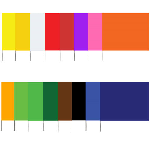 Presco 4521 - Plain Color 4x5 Flag and 21" Wire Staff Marking Flags (1000 Count) (16 Colors Available)