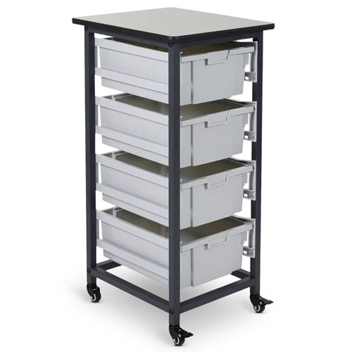 Luxor Mobile Storage Unit - Single Row - 4 Large Bins - MBS-SR-4L