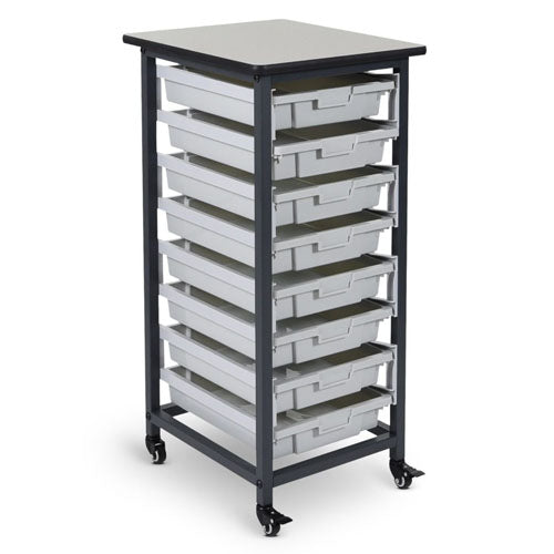 Luxor Mobile Bin Storage Unit - Single Row - 8 Small Bins -MBS-SR-8S