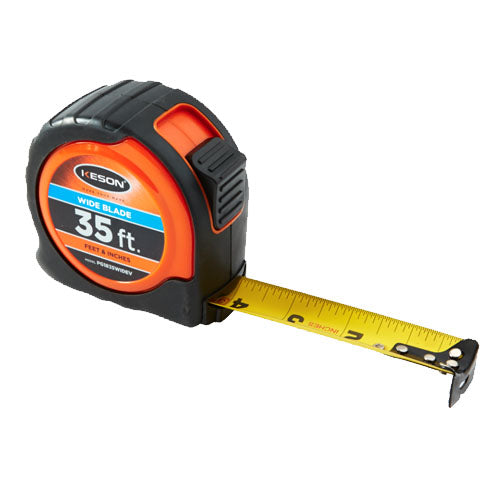 Keson 35 ft Wide Blade Short Tape - Feet, Inches, 18ths, 16ths - PG1835WIDEV - Titan Tools Direct