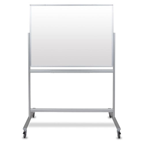 Luxor 48"W x 36"H Double-Sided Mobile Magnetic Glass Marker Board - MMGB4836