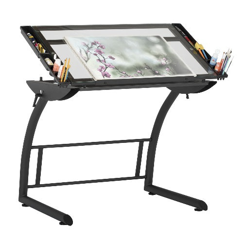 Studio Designs 10088-Charcoal/Clear Glass - 35 x 23.5 Triflex Drawing Table - Titan Tools Direct
