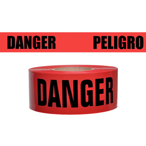 Presco Standard Red 2 mil DANGER/PELIGRO Barricade Tape 3" x 1000' - B3102R174 (Case of 8 Rolls)