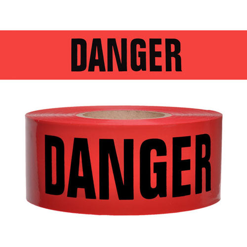 Presco Standard Red 2 mil DANGER Barricade Tape 3" x 1000' - B3102R21 (Case of 8 Rolls)