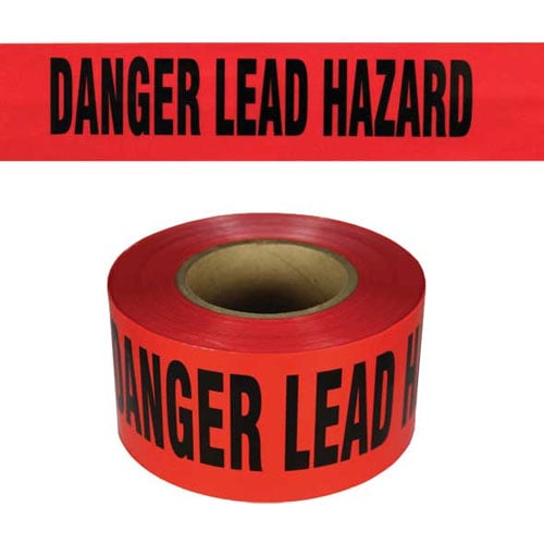Presco Standard Red 2 mil DANGER LEAD HAZARD Barricade Tape 3" x 1000' - B3102R671 (Case of 8 Rolls)
