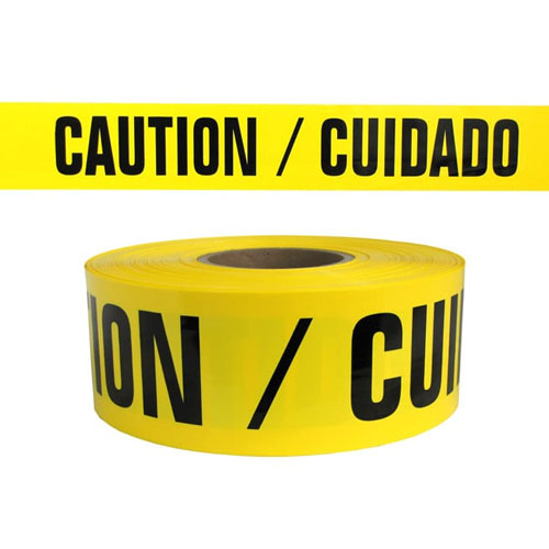 Presco Standard Yellow 2 mil CAUTION/CUIDADO Barricade Tape 3" x 1000' - B3102Y13 (Case of 8 Rolls)