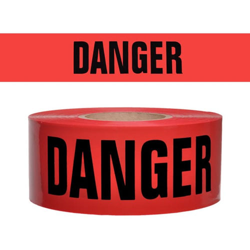 Presco Standard Red 2 mil DANGER Barricade Tape 3" x 300' - B332R21 (Case of 16 Rolls) - Titan Tools Direct
