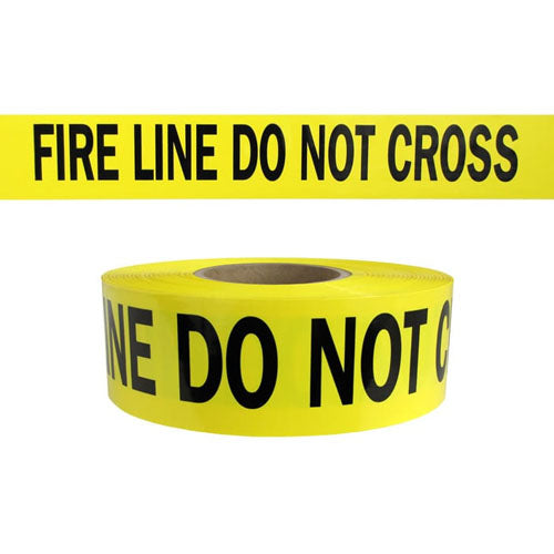 Presco Standard Yellow 2.5 mil FIRE LINE DO NOT CROSS Barricade Tape 3" x 1000' - B31022Y15 (Case of 8 Rolls)