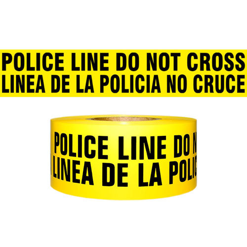 Presco Standard Yellow 2.5 mil POLICE LINE DO NOT CROSS (Bilingual) Barricade Tape 3" x 1000' - B31022Y91 (Case of 8 Rolls)