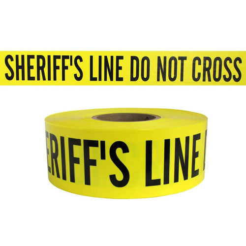 Presco Standard Yellow 3 mil SHERIFFS LINE DO NOT CROSS Barricade Tape 3" x 1000' - B3103Y14 (Case of 8 Rolls)