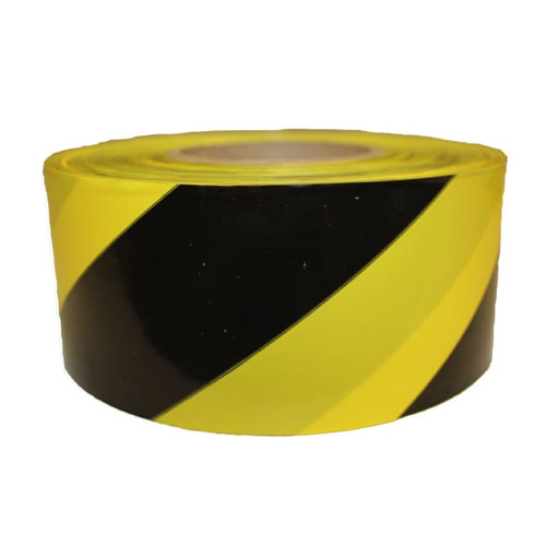 Presco Standard 3 mil Yellow and Black Stripe Barricade Tape 3" x 1000' - B3103Y18 (Case of 8 Rolls)