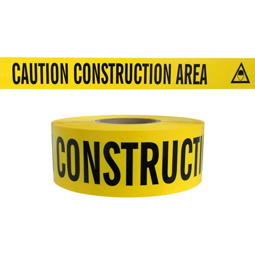 Presco Standard Yellow 3 mil CAUTION CONSTRUCTION AREA Barricade Tape 3" x 1000' - B3103Y2 (Case of 8 Rolls)