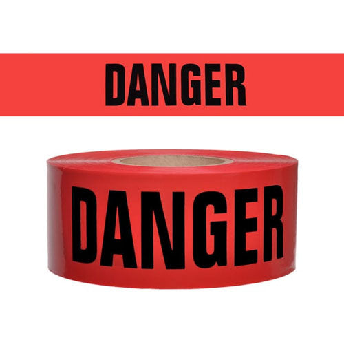 Presco Standard Red 3 mil DANGER Barricade Tape 3" x 300' - B333R21 (Case of 16 Rolls)