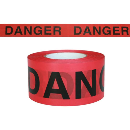Presco Red Biodegradable DANGER Barricade Tape - 3" x 150' - Case of 16 Rolls - BD315R21