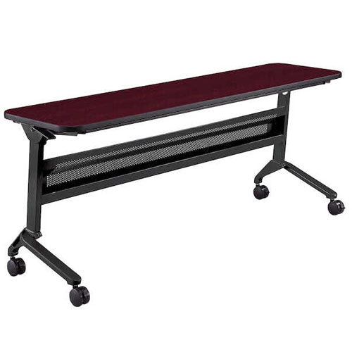 Safco Flip-N-Go 18 x 72 Rectangular Training Table - Regal Mahogany Top, Black Base - LF1872TSRMH