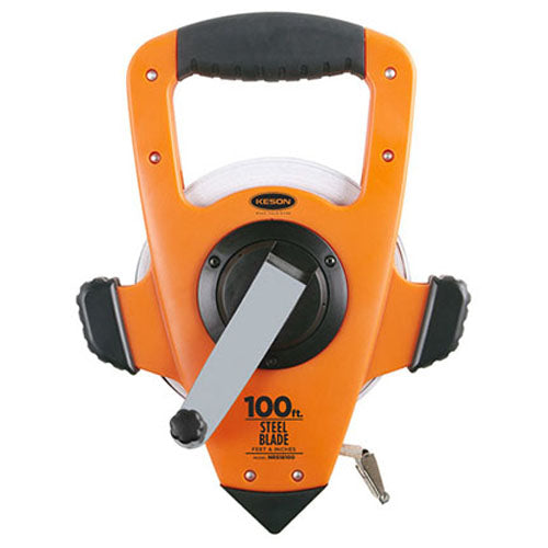 Keson NRS Series 100'/30m Steel Blade Measuring Tape with Speed Rewind with Hook End - NRS18M100