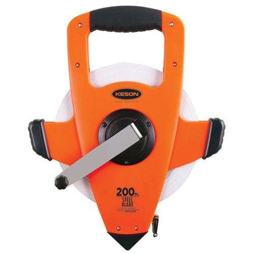 Keson NRS Series 200'/60m Steel Blade Measuring Tape with Speed Rewind with Hook End - NRS18M200