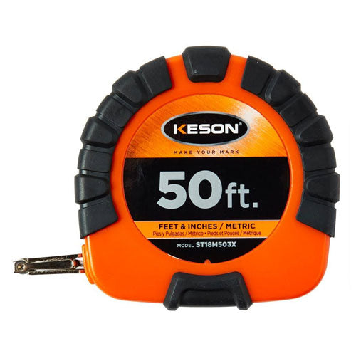 Keson ST3X Series 50'/15m Steel Blade Measuring Tape with Speed Rewind - ST18M503X