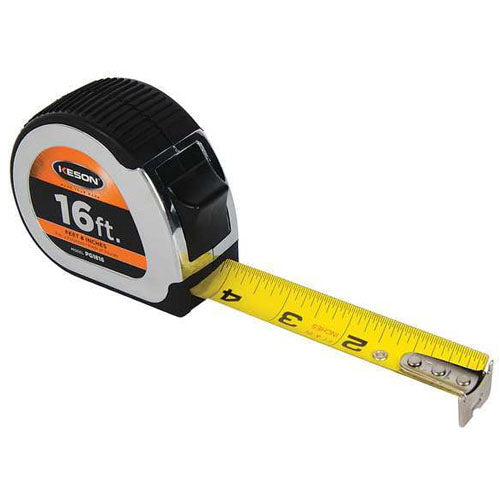  Keson Chrome Series 16' Short Tape Measure - Feet, Inches, 8ths, 16ths - PG1816 - Titan Tools Direct