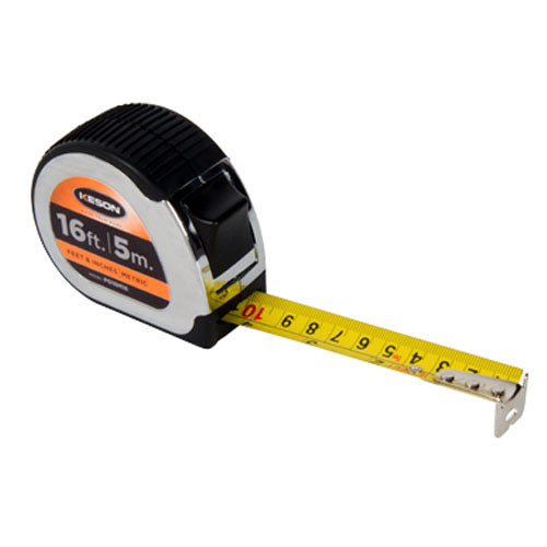 The Keson Chrome Series 16'/5m Short Tape Measure - Feet, Inches, 8ths, 16ths and Metric - PG18M16 - Titan Tools Direct