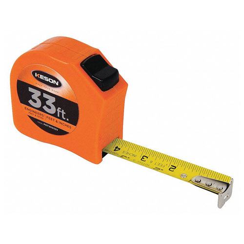  Keson Toggle Series 33 ft Short Tape Measure - Feet, 10ths, 100ths, and Inches, 8ths, 16ths - PGT181033V - Titan Tools Direct
