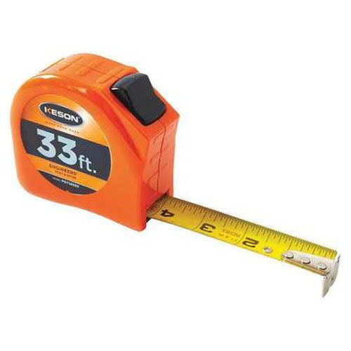 Keson Toggle Series 33 ft Short Tape Measure - Feet, Inches, 8ths, 16ths - PGT1833V