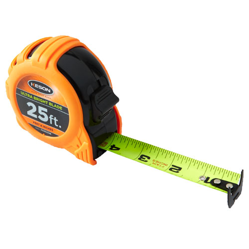  Keson Ultra-Bright 25 ft Short Tape - Feet, Inches, 8ths, 16ths - PG1825UB - Titan Tools Direct