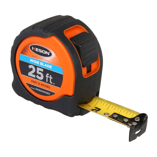 Keson 25 ft Wide Blade Short Tape - Feet, Inches, 18ths, 16ths - PG1825WIDEV