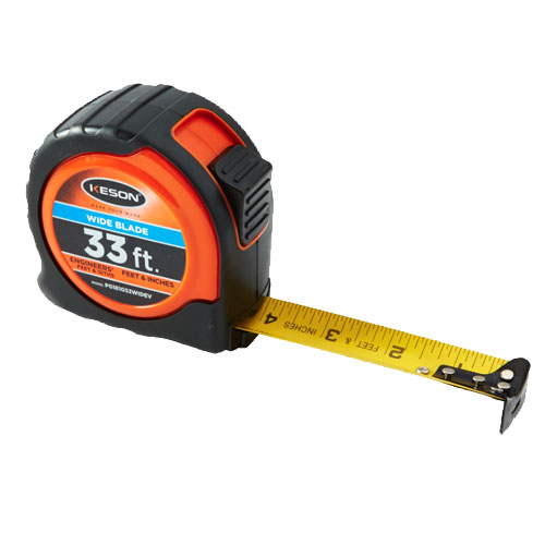 Keson 33 ft Wide Blade Short Tape - Feet, Inches, 10ths, 100ths, and 18ths, 16ths - PG181033WIDEV