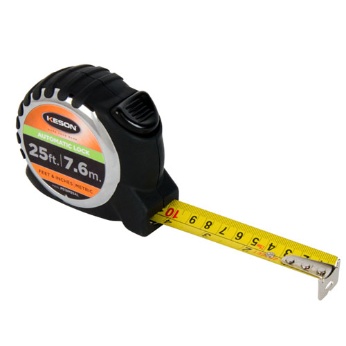  Keson 25 ft/7.6m Autolock Short Tape - Feet, Inches, 8ths, 16ths, and Metric - PG18M25AL - Titan Tools Direct