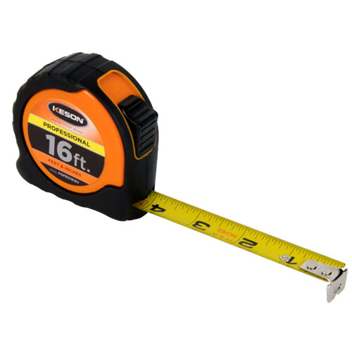 Keson 16 ft Professional Short Tape - Orange - Feet, Inches, 8ths, 16ths - PGPRO1816V - Titan Tools Direct
