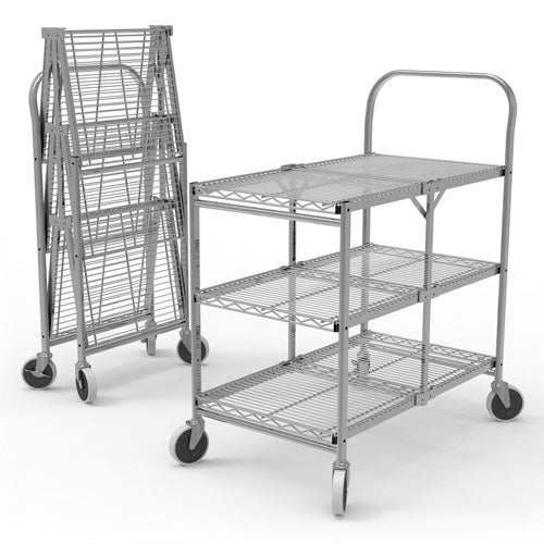  Luxor Three-Shelf Collapsible Wire Utility Cart - WSCC-3 - Titan Tools Direct