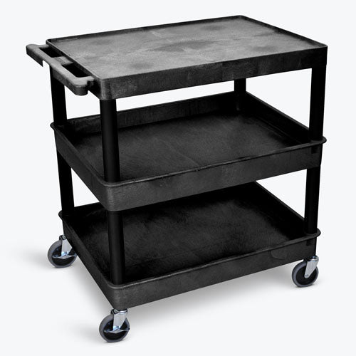 Luxor TC Series 32"W x 24"D Utility Tub Cart - 3 Shelves - Black - TC211-B - Titan Tools Direct