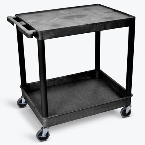  Luxor TC Series 32"W x 24"D Utility Tub Cart - 2 Shelves - Black - TC21-B - Titan Tools Direct