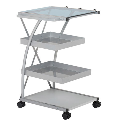 Studio Designs Triflex Metal 4 Shelf Mobile Taboret Cart - Silver - 13274