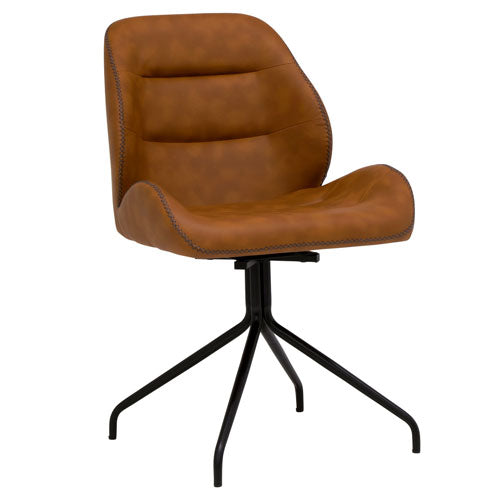 Studio Designs Devonport Swivel Home Office Accent Chair with Black Metal 4-Star Base and Copper Faux Leather - 52001