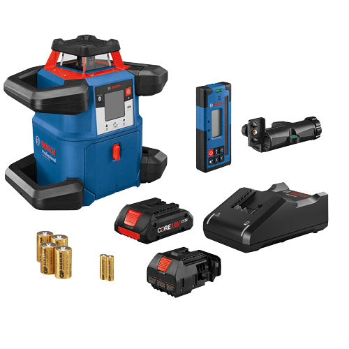  Bosch 18V REVOLVE4000 Connected Self-Leveling Horizontal Rotary Laser with CORE18V 4.0 Ah Compact Battery - GRL4000-80CH - Titan Tools Direct
