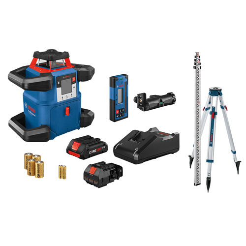 Bosch 18V REVOLVE4000 Horizontal Rotary Laser Kit - CORE18V 4.0 Ah Compact Battery (GRL4000-80CHK)