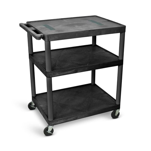 Luxor 40"H AV Cart - Three Shelves - Black - LE40-B - Titan Tools Direct