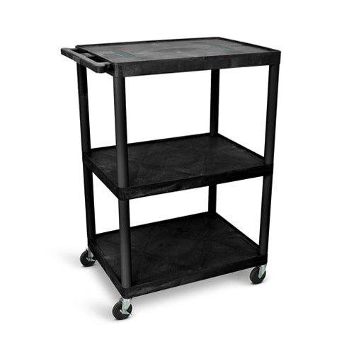  Luxor 48"H AV Cart - Three Shelves - Black - LE48-B - Titan Tools Direct