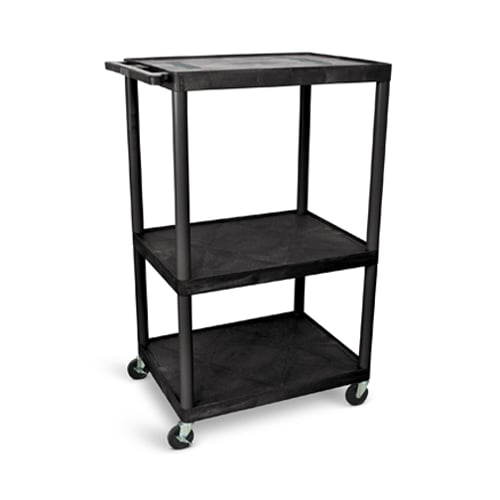 Luxor 54"H AV Cart - Three Shelves - Black - LE54-B