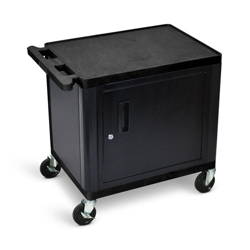 Luxor 26"H AV Cart - 2 Shelves with Cabinet - Electric - Black - LP26CE-B