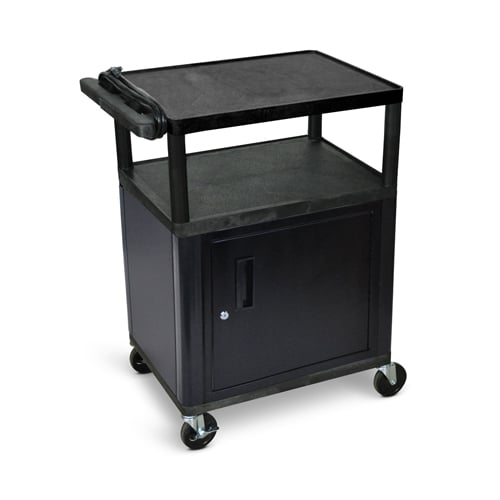 Luxor 34"H AV Cart - Three Shelves - Electric - Black - LP34E-B - Titan Tools Direct