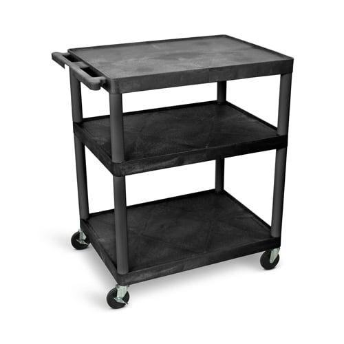 Luxor 40"H AV Cart - Three Large Shelves - Black - LP40-B