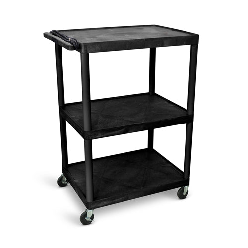 Luxor 48"H AV Cart - Three Shelves - Electric - Black - LP48E-B