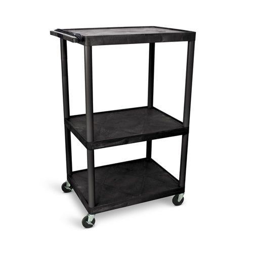 Luxor 54"H AV Cart - Three Large Shelves - Electric - Black - LP54E-B